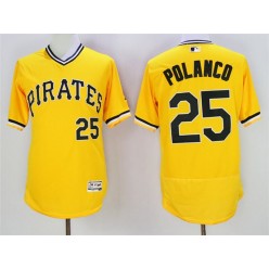 MLB Pittsburgh Pirates 25 Gregory Polanco Yellow Flexbase Authentic Collection Cooperstown Stitched Baseball Men Jersey
