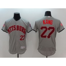 MLB Pittsburgh Pirates 27 Jung-ho Kang Gray Fashion Stars & Stripes 2016 Flexbase Independence Day Men Jersey