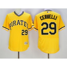 MLB Pittsburgh Pirates 29 Francisco Cervelli Yellow Flexbase Authentic Collection Cooperstown Stitched Baseball Men Jersey