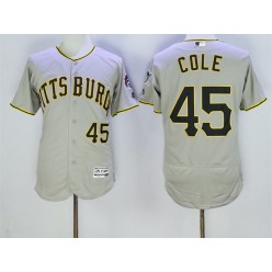MLB Pittsburgh Pirates 45 Gerrit Cole Gray 2016 Flexbase Majestic Baseball Men Jersey
