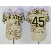 MLB Pittsburgh Pirates 45 Gerrit Cole Retired Camo Collection 2016 Flexbase Majestic Baseball Men Jersey