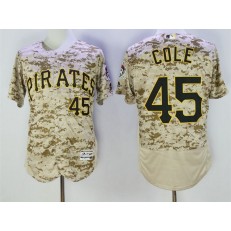 MLB Pittsburgh Pirates 45 Gerrit Cole Retired Camo Collection 2016 Flexbase Majestic Baseball Men Jersey