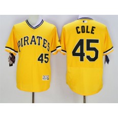 MLB Pittsburgh Pirates 45 Gerrit Cole Yellow Flexbase Authentic Collection Cooperstown Stitched Baseball Men Jersey