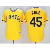MLB Pittsburgh Pirates 45 Gerrit Cole Yellow New Cool Base Men Jersey