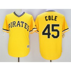 MLB Pittsburgh Pirates 45 Gerrit Cole Yellow New Cool Base Men Jersey