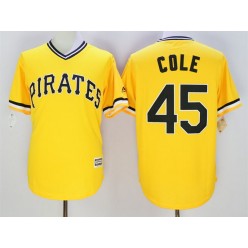 MLB Pittsburgh Pirates 45 Gerrit Cole Yellow New Cool Base Men Jersey