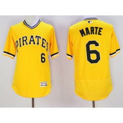 MLB Pittsburgh Pirates 6 Starling Marte Yellow Flexbase Authentic Collection Cooperstown Stitched Baseball Men Jersey