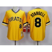 MLB Pittsburgh Pirates 8 Willie Stargell Mitchell and Ness Stitched Yellow Throwback Men Jersey