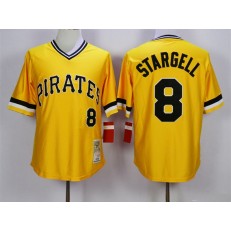 MLB Pittsburgh Pirates 8 Willie Stargell Mitchell and Ness Stitched Yellow Throwback Men Jersey