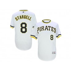 MLB Pittsburgh Pirates 8 Willie Stargell White Pullover 2016 Flexbase Majestic Baseball Men Jersey