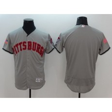 MLB Pittsburgh Pirates Blank Gray Fashion Stars & Stripes 2016 Flexbase Independence Day Men Jersey