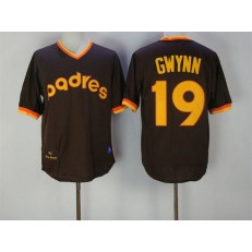 MLB San Diego Padres 19 Tony Gwynn Brown 1982 Throwback Men Jersey