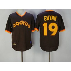MLB San Diego Padres 19 Tony Gwynn Brown 1982 Throwback Men Jersey