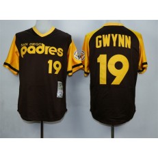 MLB San Diego Padres 19 Tony Gwynn Brown 1984 Throwback Men Jersey