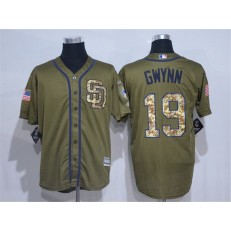 MLB San Diego Padres 19 Tony Gwynn Green Salute to Service Cool Base Stitched Men Jersey