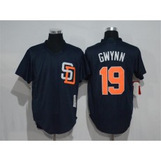 MLB San Diego Padres 19 Tony Gwynn Navy Blue Throwback Mitchell And Ness 1996 Stitched Baseball Men Jersey