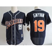 MLB San Diego Padres 19 Tony Gwynn Retired Navy Blue 1998 Turn Back The Clock Men Jersey