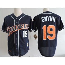 MLB San Diego Padres 19 Tony Gwynn Retired Navy Blue 1998 Turn Back The Clock Men Jersey