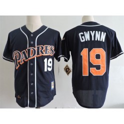 MLB San Diego Padres 19 Tony Gwynn Retired Navy Blue 1998 Turn Back The Clock Men Jersey