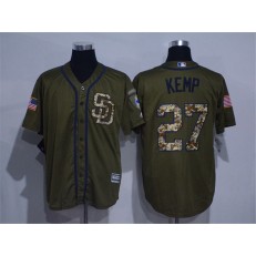 MLB San Diego Padres 27 Matt Kemp Green Salute to Service Cool Base Stitched Men Jersey