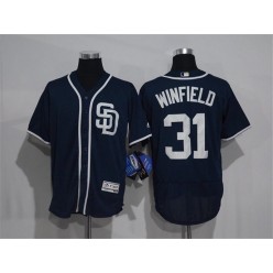 MLB San Diego Padres 31 Dave Winfield Navy Blue Stitched 2016 Majestic Flex Base Men Jersey