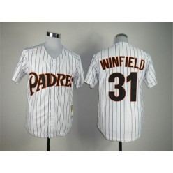 MLB San Diego Padres 31 Dave Winfield White Throwback Men Jersey
