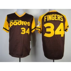 MLB San Diego Padres 34 Rollie Fingers Brown 1984 Throwback Men Jersey