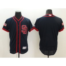 MLB San Diego Padres Blank Navy Blue Fashion Stars & Stripes 2016 Flexbase Independence Day Men Jersey