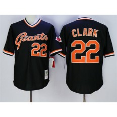 MLB San Francisco Giants 22 Will Clark Black Mitchell And Ness Throwback Men Jersey