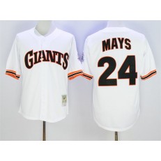 MLB San Francisco Giants 24 Willie Mays 1989 Turn Back The Clock White Throwback Men Jersey
