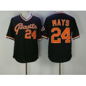 MLB San Francisco Giants 24 Willie Mays Black Mitchell And Ness Throwback Men Jersey