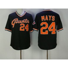MLB San Francisco Giants 24 Willie Mays Black Mitchell And Ness Throwback Men Jersey