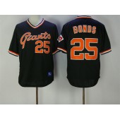 MLB San Francisco Giants 25 Barry Bonds Black Mitchell And Ness Throwback Men Jersey