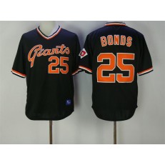 MLB San Francisco Giants 25 Barry Bonds Black Mitchell And Ness Throwback Men Jersey