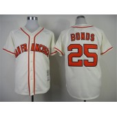 MLB San Francisco Giants 25 Barry Bonds Cream 2004 Throwback Men Jersey
