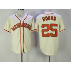 MLB San Francisco Giants 25 Barry Bonds Cream Throwback Men Jersey