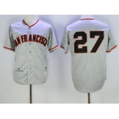 MLB San Francisco Giants 27 Juan Marichal 1962 Mitchell And Ness Grey Throwback Men Jersey