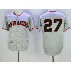 MLB San Francisco Giants 27 Juan Marichal 1962 Mitchell And Ness Grey Throwback Men Jersey