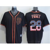 MLB San Francisco Giants 28 Buster Posey Black USA Flag Fashion Stitched Men Jersey