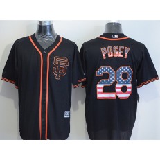 MLB San Francisco Giants 28 Buster Posey Black USA Flag Fashion Stitched Men Jersey
