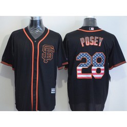 MLB San Francisco Giants 28 Buster Posey Black USA Flag Fashion Stitched Men Jersey