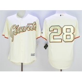 MLB San Francisco Giants 28 Buster Posey Cream With Gold Program 2015 Cool Base Jersey