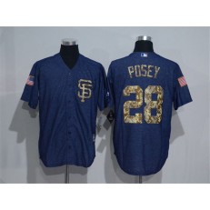 MLB San Francisco Giants 28 Buster Posey Denim Blue Salute to Service Stitched Baseball Men Jersey