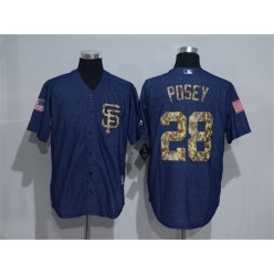 MLB San Francisco Giants 28 Buster Posey Denim Blue Salute to Service Stitched Baseball Men Jersey