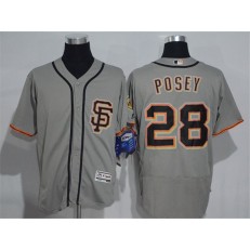 MLB San Francisco Giants 28 Buster Posey Gray SF 2016 Flexbase Majestic Baseball Men Jersey