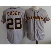 MLB San Francisco Giants 28 Buster Posey Grey Flexbase Authentic Collection Road Stitched Men Jersey