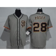 MLB San Francisco Giants 28 Buster Posey Grey New Cool Base Road Stitched Men Jersey