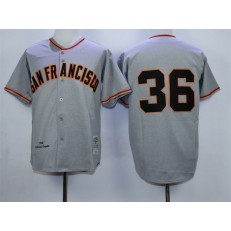 MLB San Francisco Giants 36 Gaylord Perry 1962 Mitchell And Ness Grey Throwback Men Jersey