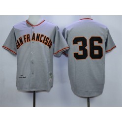 MLB San Francisco Giants 36 Gaylord Perry 1962 Mitchell And Ness Grey Throwback Men Jersey