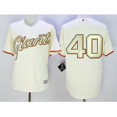 MLB San Francisco Giants 40 Madison Bumgarner Cream With Gold Program 2015 Cool Base Jersey